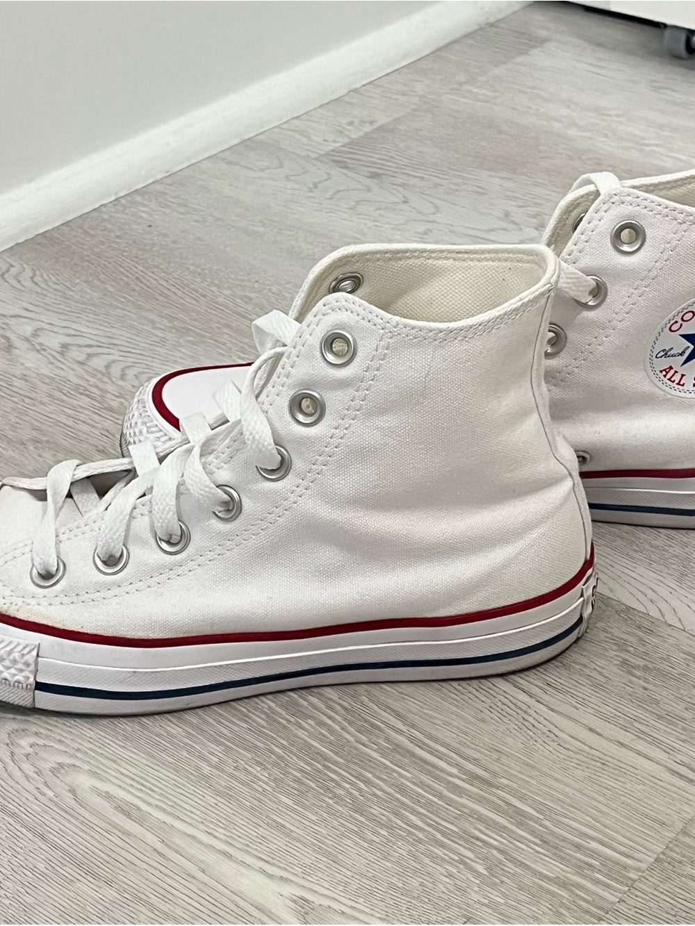 Converse White All Star High Tops  - Size 6.5 W /4.5 UK / 37 EU